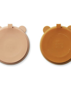 Teller Stacy mit Trennfächern & Saugnapf 2er-Set I Mustard/Tuscany Rose Mix