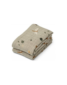 Musselin-Tuch Lewis 2er-Set I Nature/Mist Mix