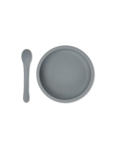 Schale & Löffel Silikon Set I Quarry Blue