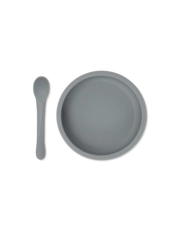 Schale & Löffel Silikon Set I Quarry Blue