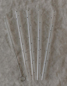 Strohhalme Glas 4er-Set 20cm I Punkte