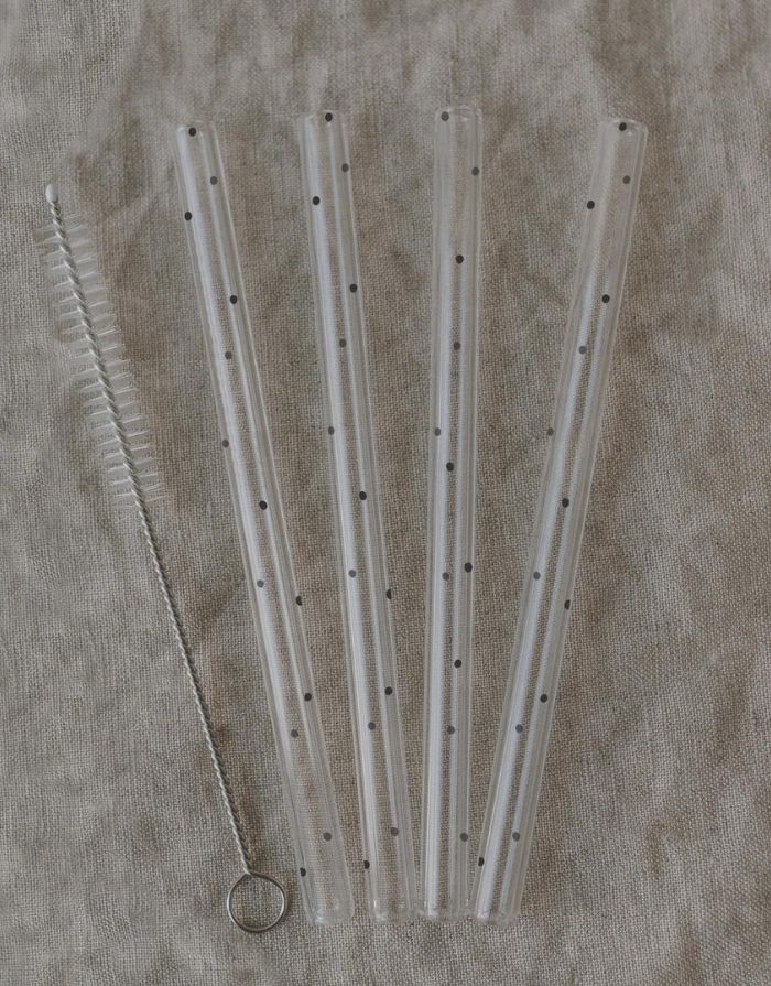 Strohhalme Glas im 4er-Set 13cm I Punkte