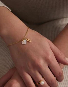 Pearl Heart Charm I Gold