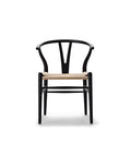 Stuhl CH24 Wishbone Chair I Buche Soft Black geseift / Geflecht natur