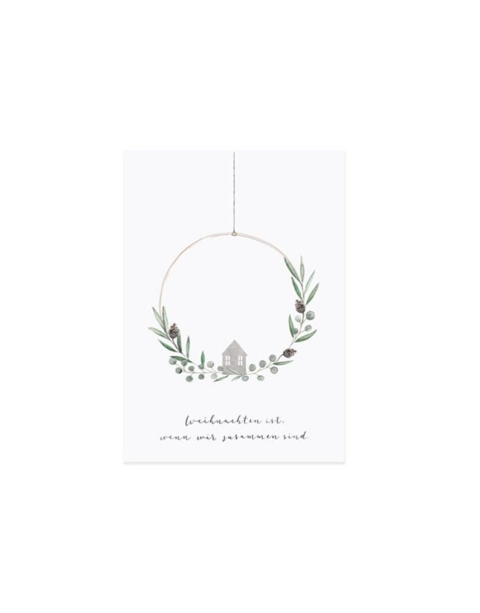 Postkarte Weihnachtskranz